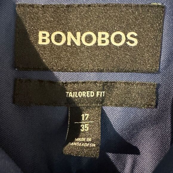 Bonobos Mens 17 35 Tailored Fit Stretch Long Sleeve Button Down Shirt Blue - Picture 7 of 8